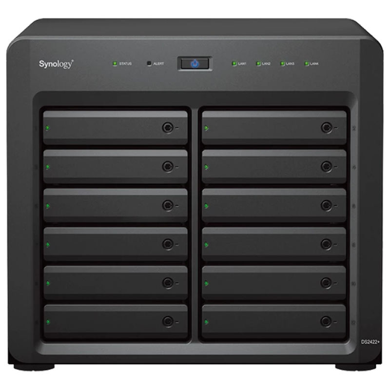SYNOLOGY "DS2422+", 12-bay, AMD Ryzen 4-core 2.2GHz, 4Gb*1+1Slot, 4x1GbE, PCIe