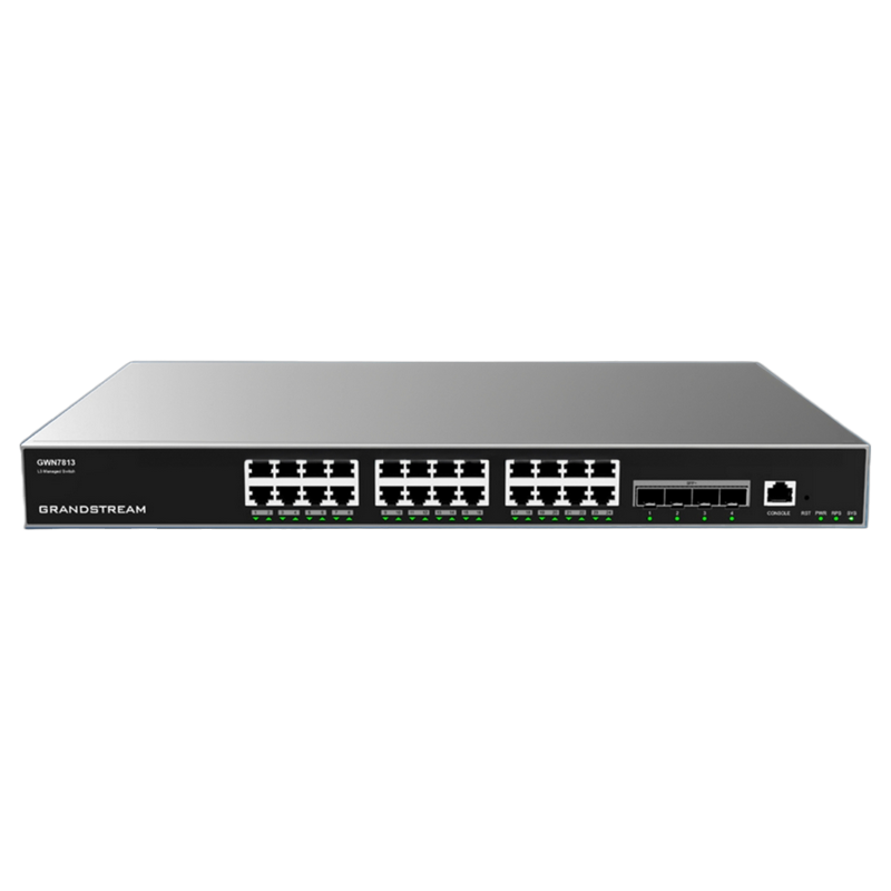 24-port Gigabit Layer 3 Managed Switch Grandstream "GWN7813", 4x10Gbit SFP+, Stackable, Console Port, Rack-Mount