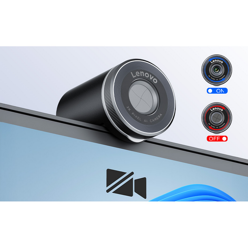 Camera Lenovo QHD, 4MP, FOV 90°/78°65°, Auto focus, Auto framing, Auto light adjustment, Directional mic, Privacy shutter, 95g, USB-C/A, Black