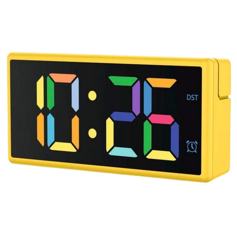 Hama Ibiza Digital Alarm Clock, Multi-colour display with USB Charging Function Yellow (222210)