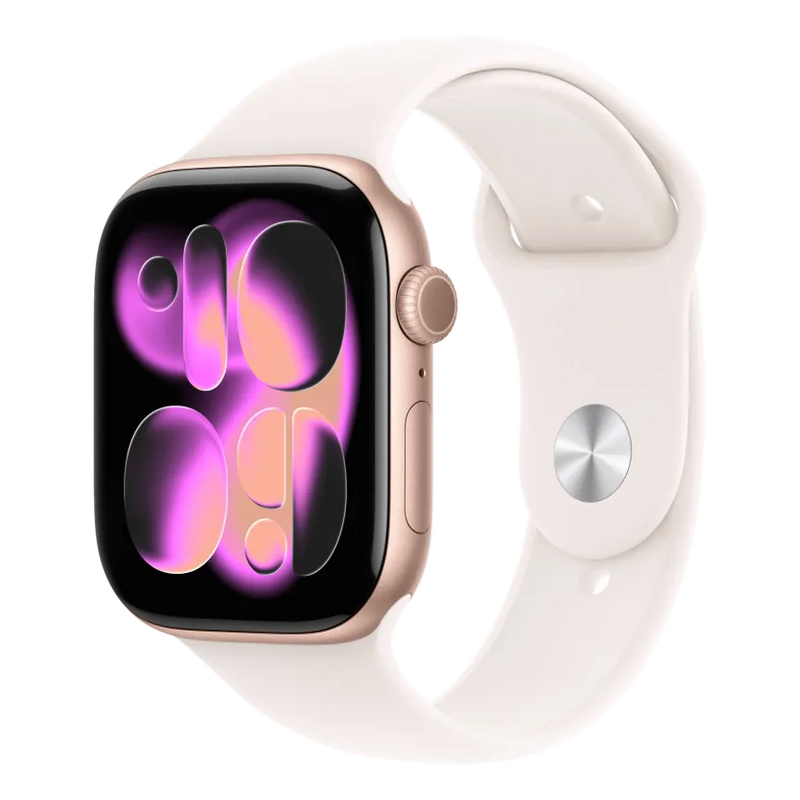 Apple Watch Series 11 GPS, 46mm Rose Gold Aluminium Case with Light Blush Sport Band - M/L, MEV74