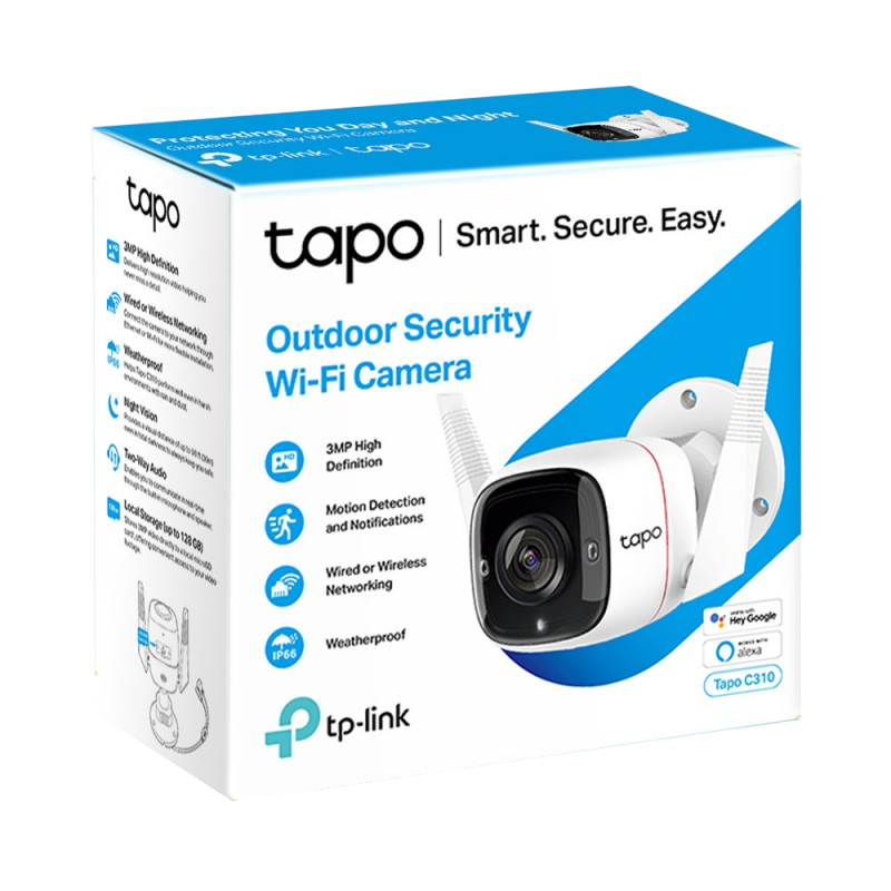 TP-Link Outdoor TAPO C310, 3Mpix, f/2.2, Sensor 1/2.7", IP66, Wi-Fi/LAN Camera