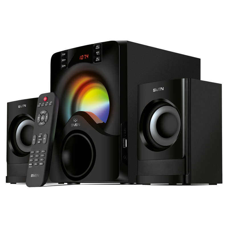 Speakers SVEN "MS-312" Bluetooth, FM, USB, Display, RC, Black, 40w / 20w + 2x10w / 2.1