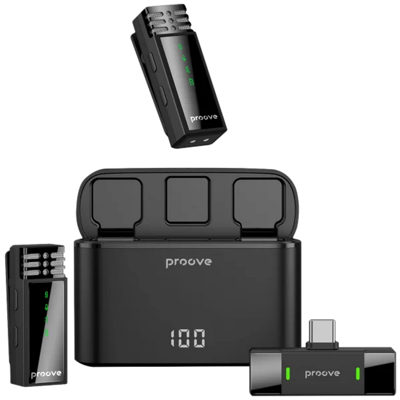 Microphone Wireless Proove Record Type-C (2 mic),Black