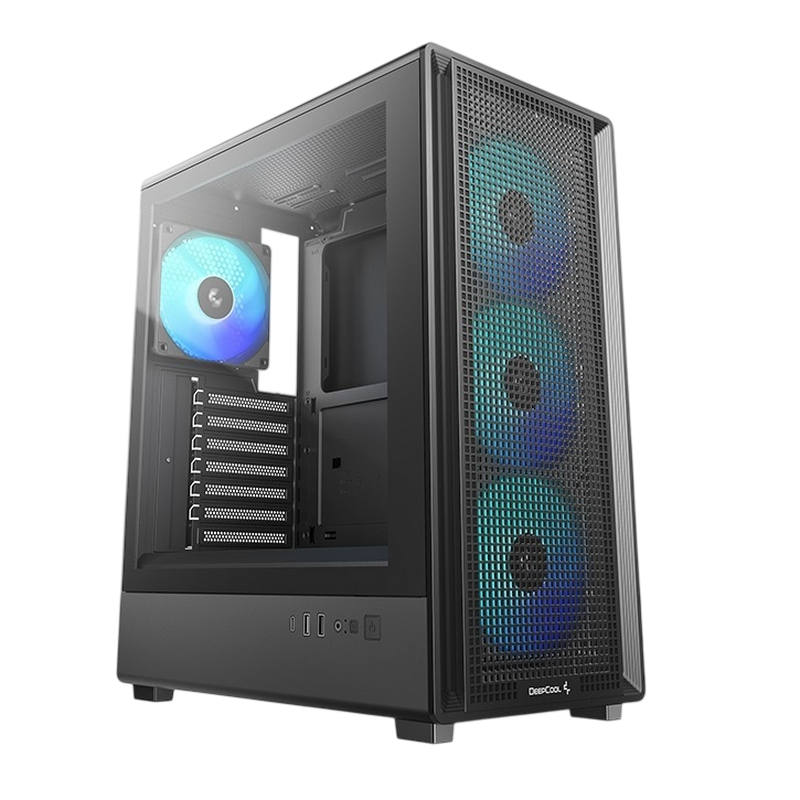 Case ATX Deepcool CC550 4F, w/o PSU, 3x120front 1x120rear ARGB fans, 1xUSB3.0, 1xUSB2.0, 1xTypeC, Mesh Front, Tempered Glass, 2x2.5, 1x3.5, Black