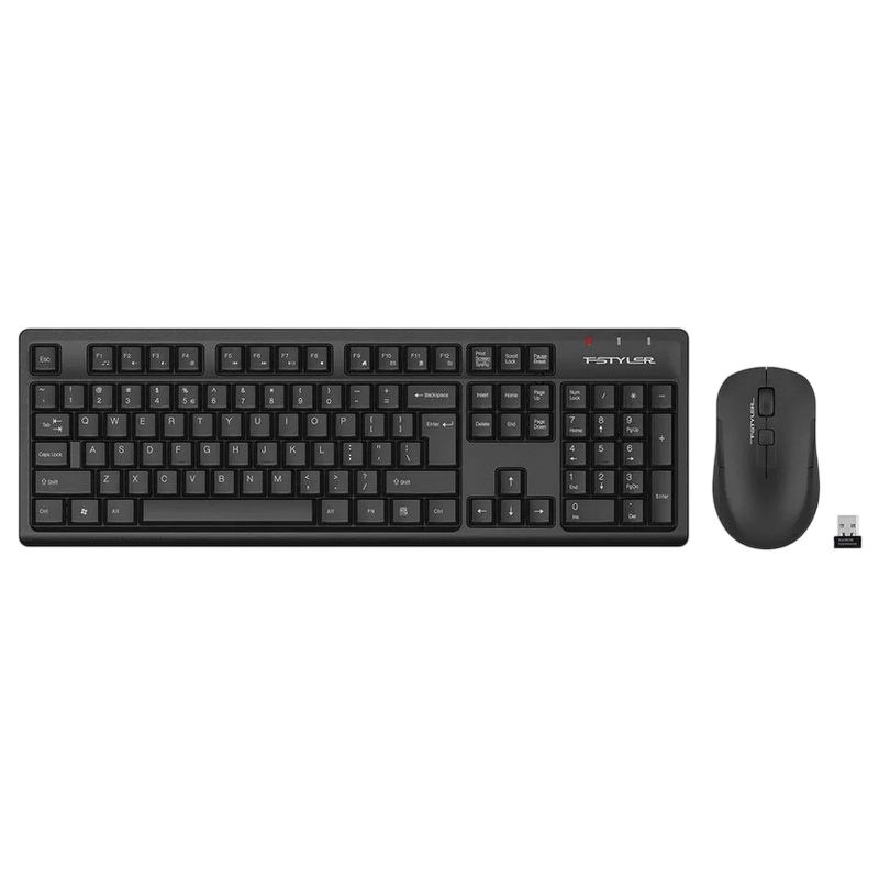 Wireless Keyboard & Mouse A4Tech FG1200, Fstyler 2.4G Multimedia Wireless Desktop Set, Black
