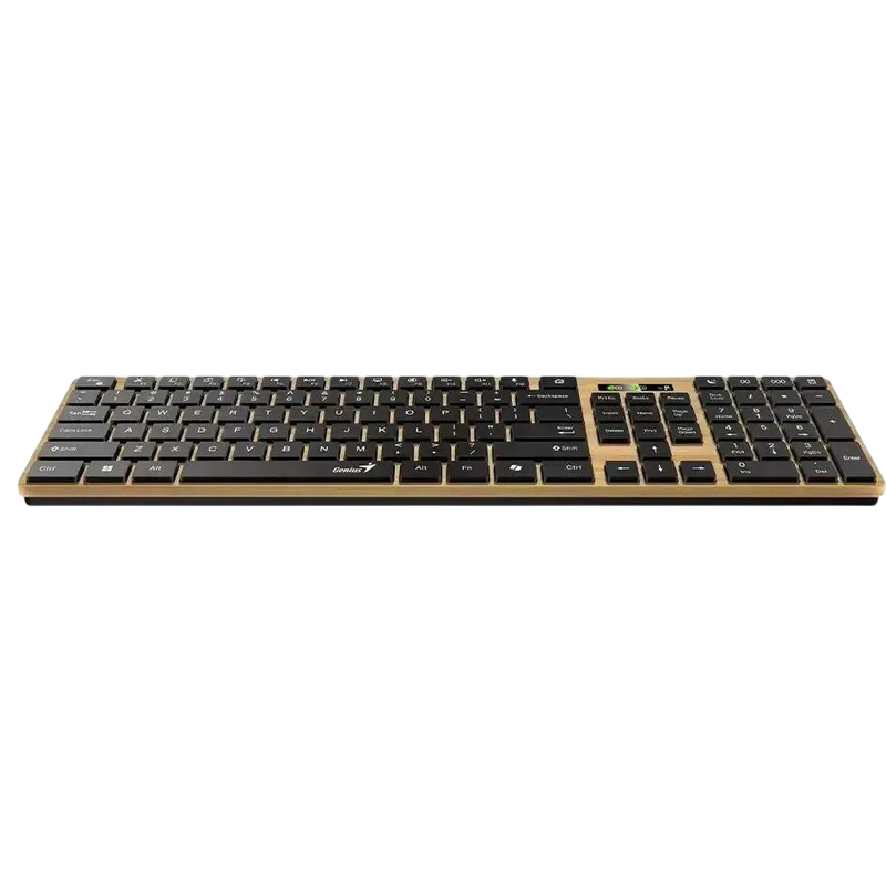 Wireless Keyboard Genius SlimStar 7250BT, Multimedia, 12 Fn Keys, Chocolate keys, Battery indicator, 1xAA, 2.4Ghz+BT, EN/RU, Pine Wood