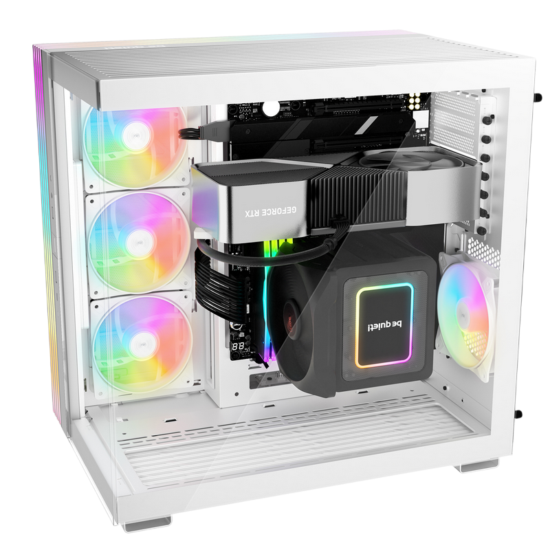 Case ATX be quiet! Ligh Base 600 LX, w/o PSU, 4x120mm ARGB fan, ARGB strips, Front & Side TG, DF, VGA holder, USB-C, 2xUSB3.2, 1x3.5", 2x2.5", White