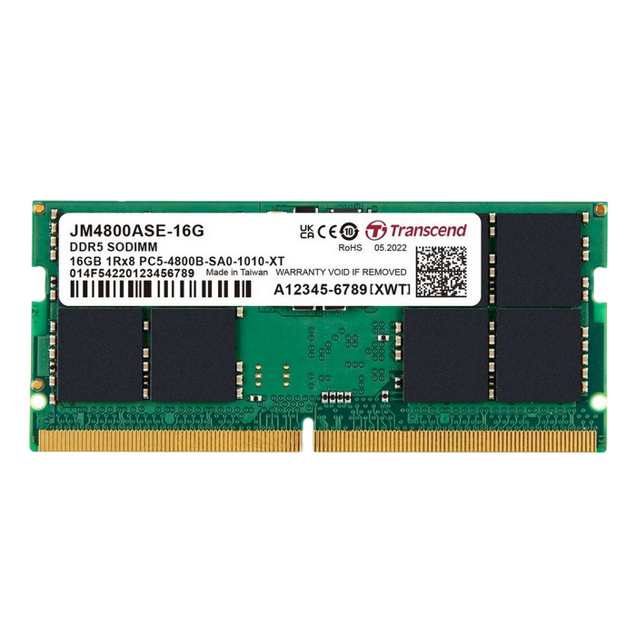 16GB DDR5-4800MHz SODIMM Transcend JetRam, PC5-38400U, 1Rx8, CL40, 1.1V