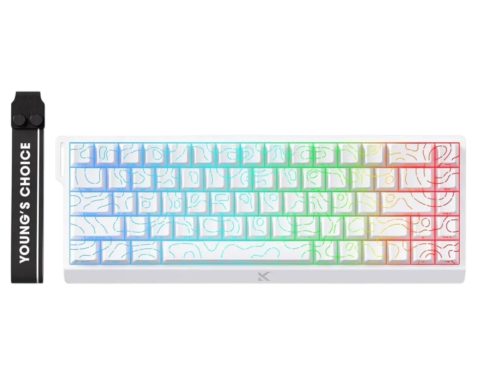 Gaming Keyboard MCHOSE Ace 68 Ultra E-Sport Magnetic SW, HE, 65% Layout, TTC Dragon Lord Magetic Switch, White Topographic