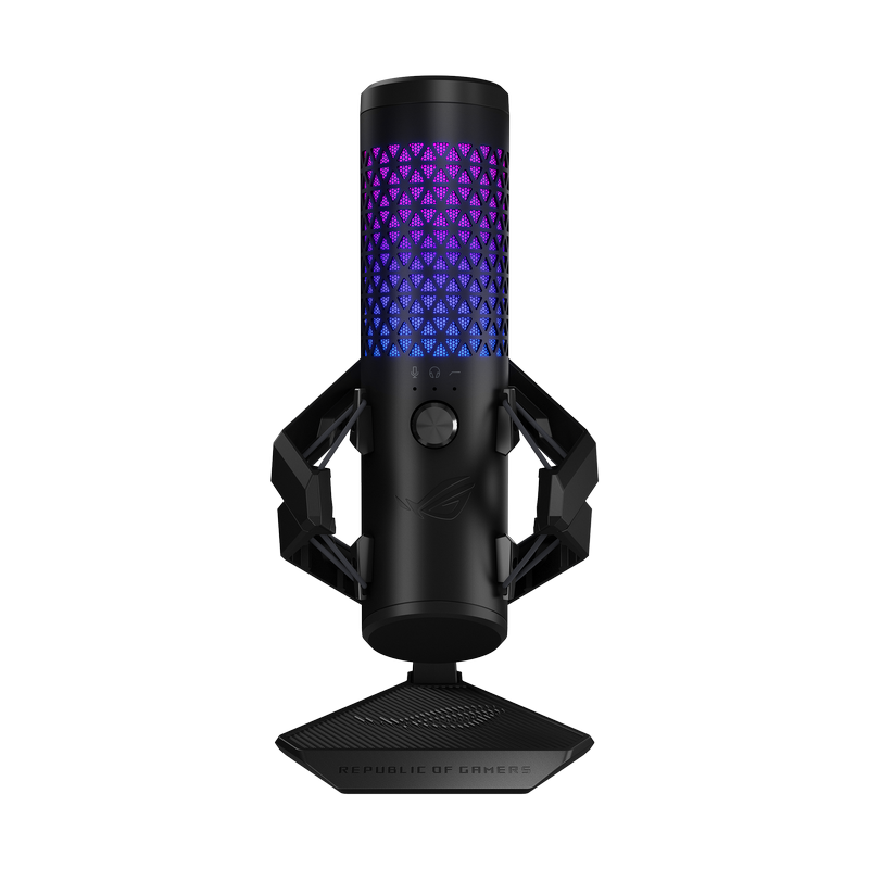 Microphones Asus ROG Carnyx, 25mm Condenser Microphone, Cardioid, 120db, -37db, 192 kHz, 24bit, RGB, Built-in pop filter, Control knob, USB, Black