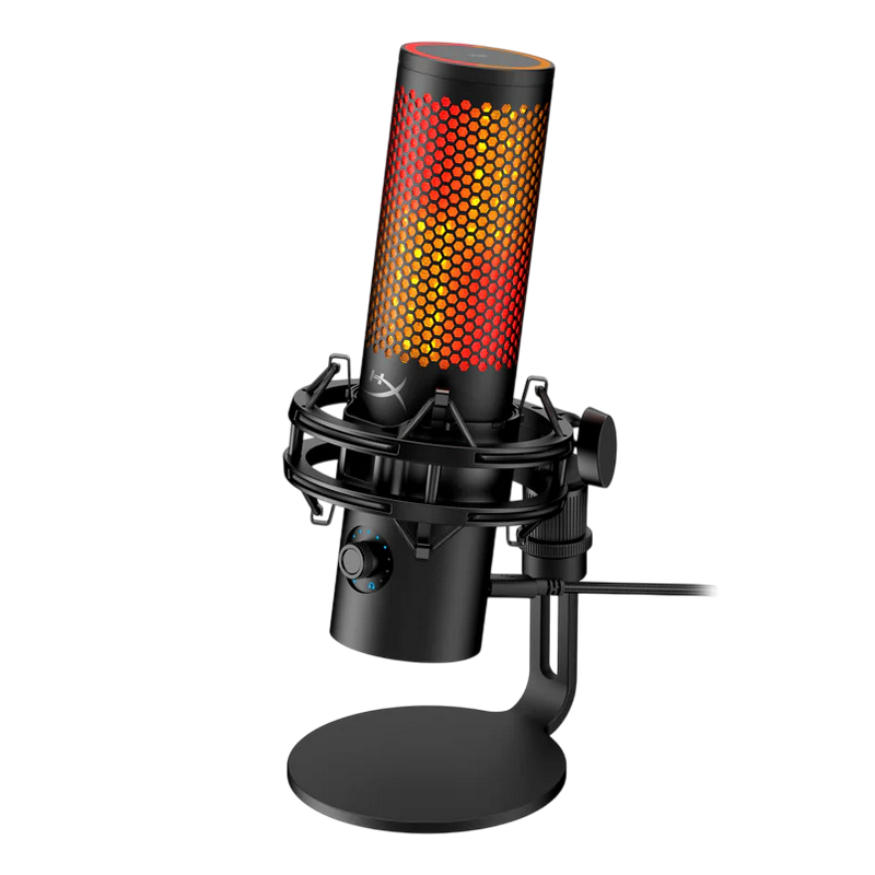 Microphones HyperX QuadCast 2S, 3x14mm condenser capsules, 4x Polar Patterns, 90db, -8 db, 192 kHz, 32bit, Shock Mount, RGB, USB-C/3.5mm, Black