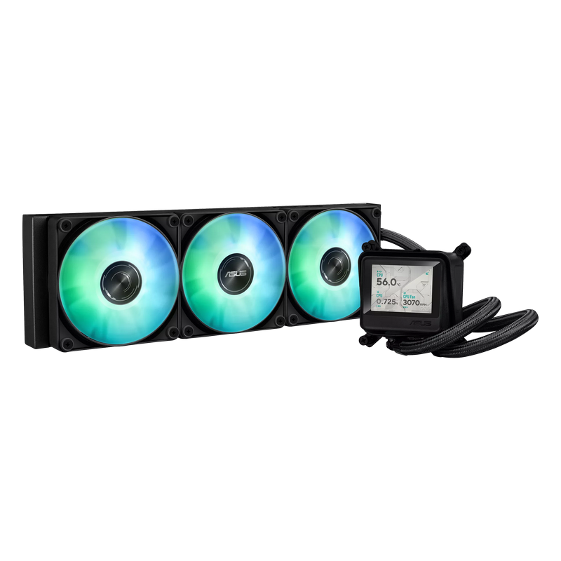 AIO Liquid Cooling Asus "MAX GAMING LC 360 ARGB LCD" (<35,5dBA, 3x120mm, ARGB, 0-2500RPM, 70,88CFM)