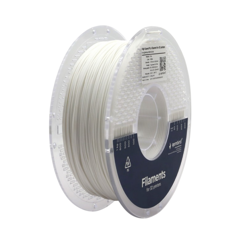 PLA 1.75 mm High Speed Filament White, 1 kg, Gembird, 3DP-PLA1.75HY-01-W