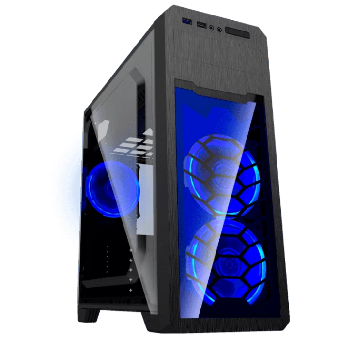 Case ATX GAMEMAX G563, w/o PSU, 0.5mm, 3x120mm FRGB, Front&Side Transparent panel,1x USB3.0, 2xUSB2.0, 2x3.5", 2x2.5", Black