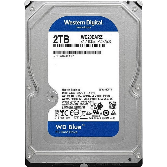 3.5" HDD 2.0TB -SATA- 64MB Western Digital "Blue (WD20EARZ)"