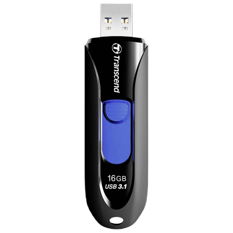 16GB USB3.1 Flash Drive Transcend "JetFlash 790", Black, Slider (R/W:90/20MB/s)