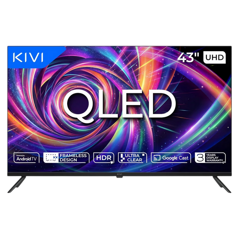 43" LED SMART TV KIVI 43U7000MB, QLED, 4K UHD, Android TV, Black