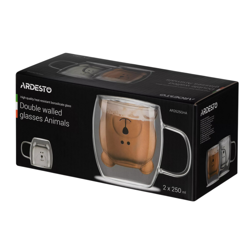 Glass cups Ardesto Animals 250ml 2pcs, AR2625GHA