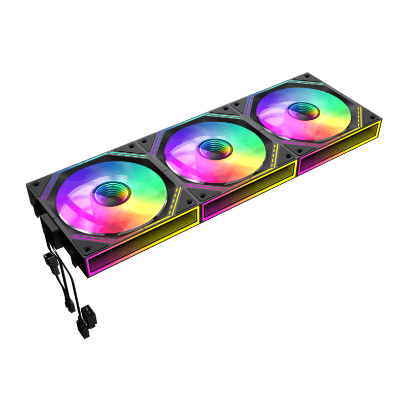 PC Case Fan GAMEMAX FN12A-S3I-R, Reversed, 3xARGB Fan Kit, 120mm, <31.62dB, 49.54CFM, 800-1600RPM, Hydro Bearing, 4pin(M/F), Black