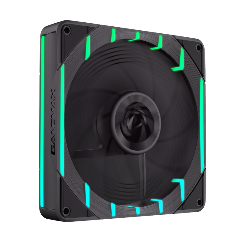 PC Case Fan GAMEMAX Tornado T12, Reversed, 120mm, ARGB, 24 LED, 9 blades, PWM, <32.12dB, 66.89 CFM, 800-2200RPM, Hydro Bearing, 4pin(M/F), Black