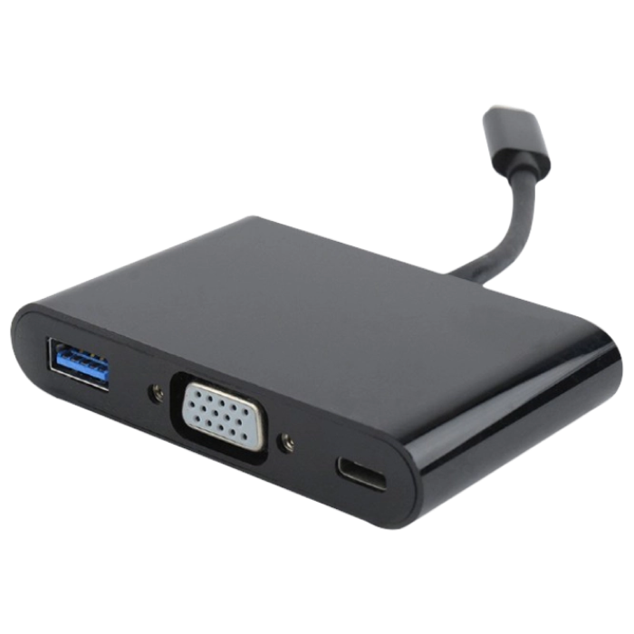 Adapter 3-in-1 Type-C to VGA/USB3.0/Type-C sockets, cable 0.15m, Cablexpert A-CM-VGA3in1-01