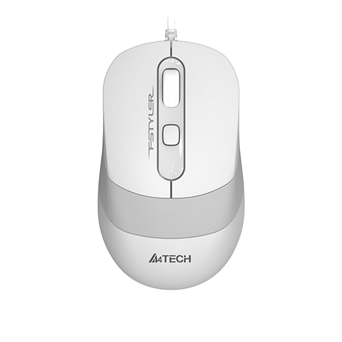 Mouse A4Tech FM10, 800-1600 dpi, 4 buttons, 108g, Ambidextrous, 4-Way Wheel, 1.5m, USB, White/Grey