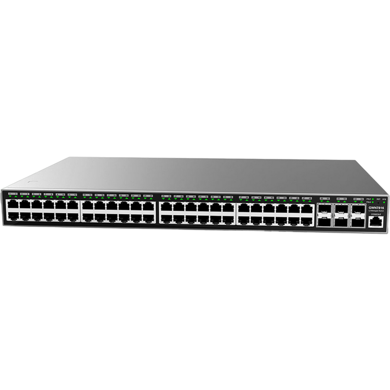 48-port Gigabit Layer 3 Managed Switch Grandstream "GWN7816",6xGbit SFP+, Stackable, Console Port, Rack-Mount