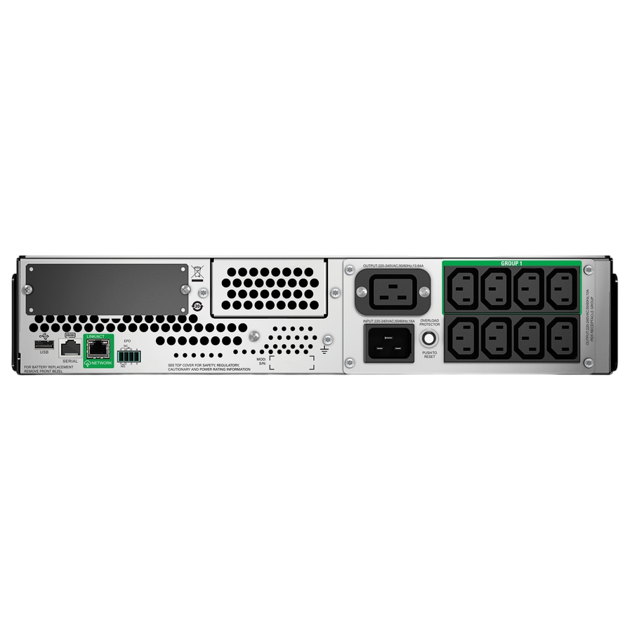 APC Smart-UPS SMT3000RMI2UC,3000VA/2700W,Rack2U,Sinewave, Lineinter,LCD,AVR,USB,RS232,Smartslot,8*C13+1*C19+3 IEC Jumpers
