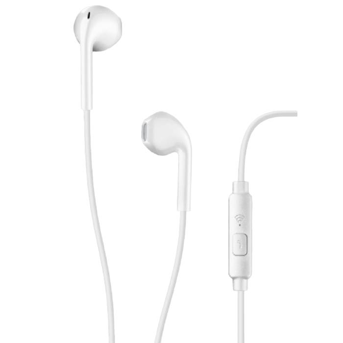 Cellular Club conical earphone with mic. White