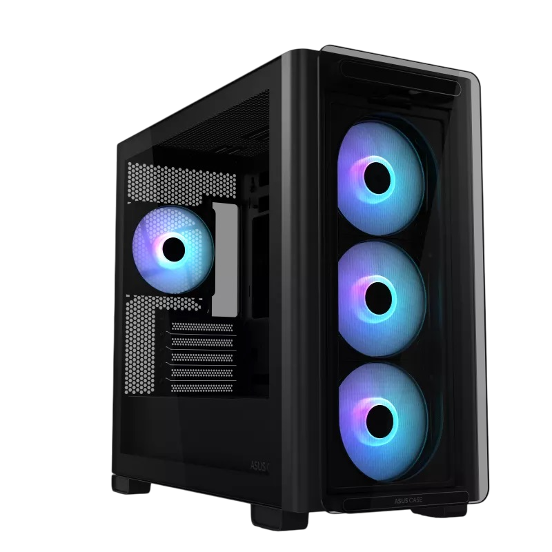 Case mATX Asus A23 PLUS TG ARGB BLACK, 4x120mm ARGB, Front Mesh, Tempered Glass, Headset hook, 2xUSBx3.2, 1xUSB 3.2, 1xTypeC, 1x2.5", 3x3.5", Black