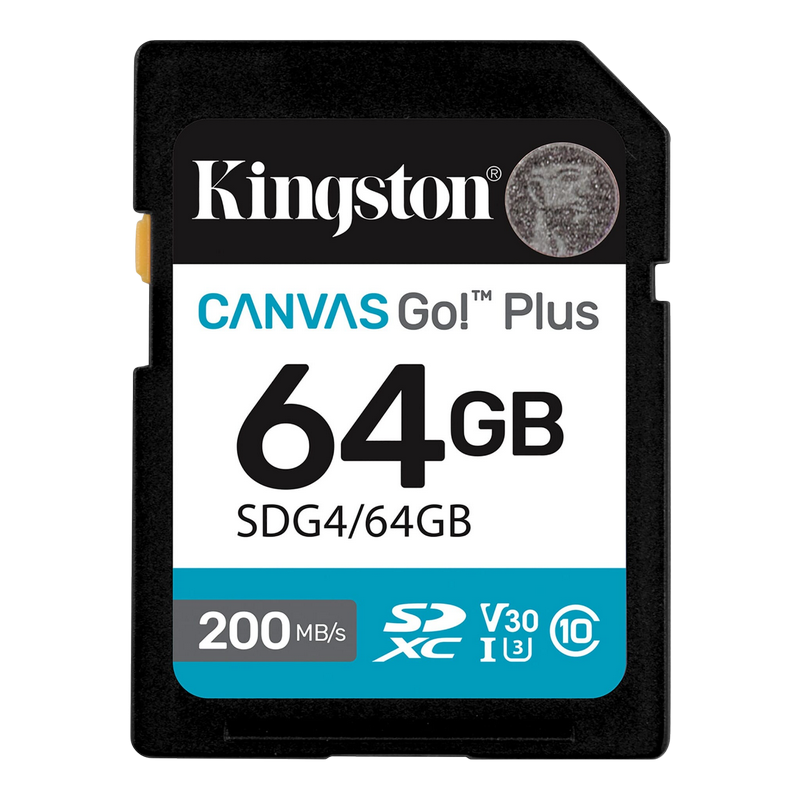 ..64GB SDXC Card (Class 10) UHS-I , U3, V30 Kingston Canvas Go! Plus Gen 4 "SDG4/64GB" (R:200MB/s)