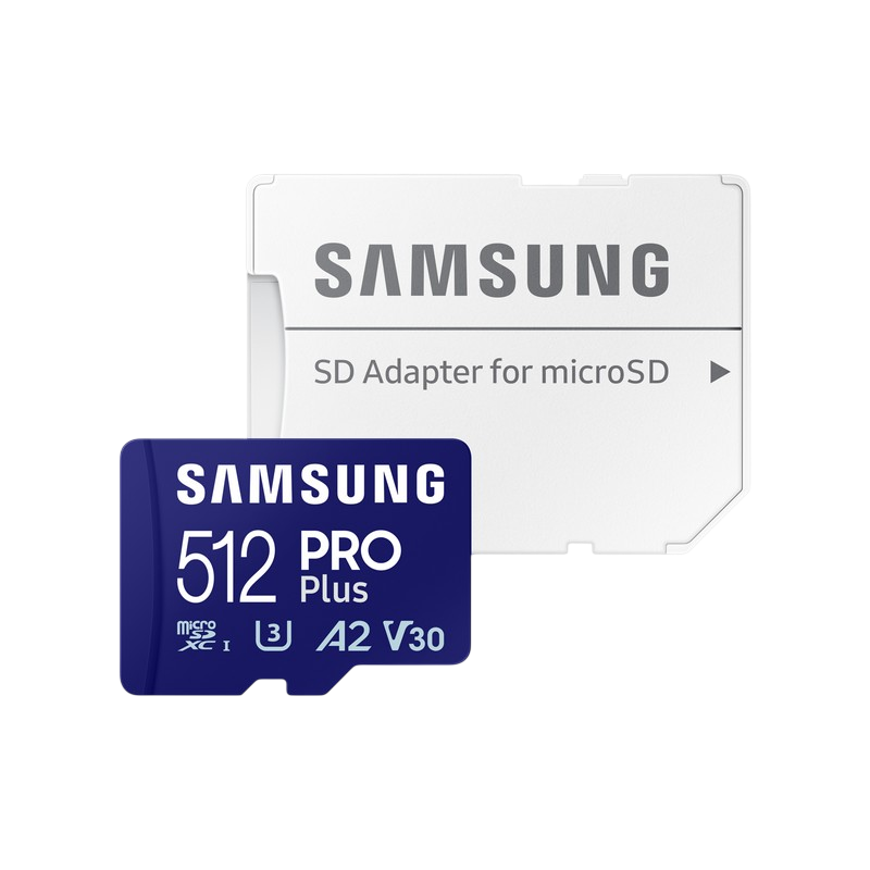 .512GB MicroSD (Class 10) UHS-I (U3) +SD adapter, Samsung PRO Plus "MB-MD512SA" (R/W:180/130MB/s)