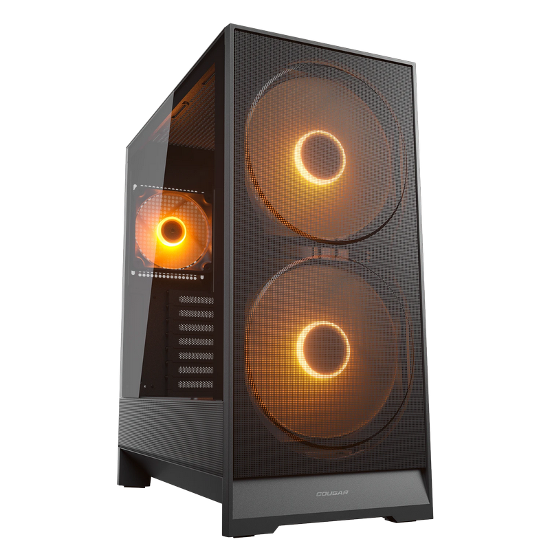 Case ATX Cougar Airface 180 w/o PSU 2x180front 1x120rear PWM ARGB fans Tempered Glass, LED controller 2xUSB3.0 1xUSB-C 1x2.5" 2x3.5" RGB Button, Black