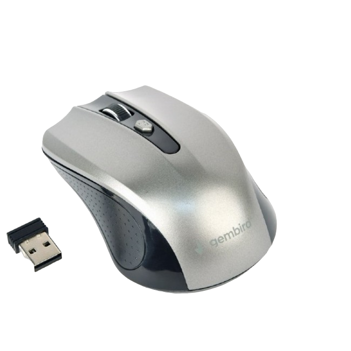 Wireless Mouse Gembird MUSW-4B-04-BG Optical 800-1600 dpi 4 buttons, Ambidextrous, 2xAAA, Black/Grey