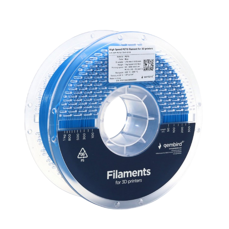 PETG 1.75 mm, High Speed Filament Gembird Blue, 1 kg, 3DP-PETG1.75HY-01-B