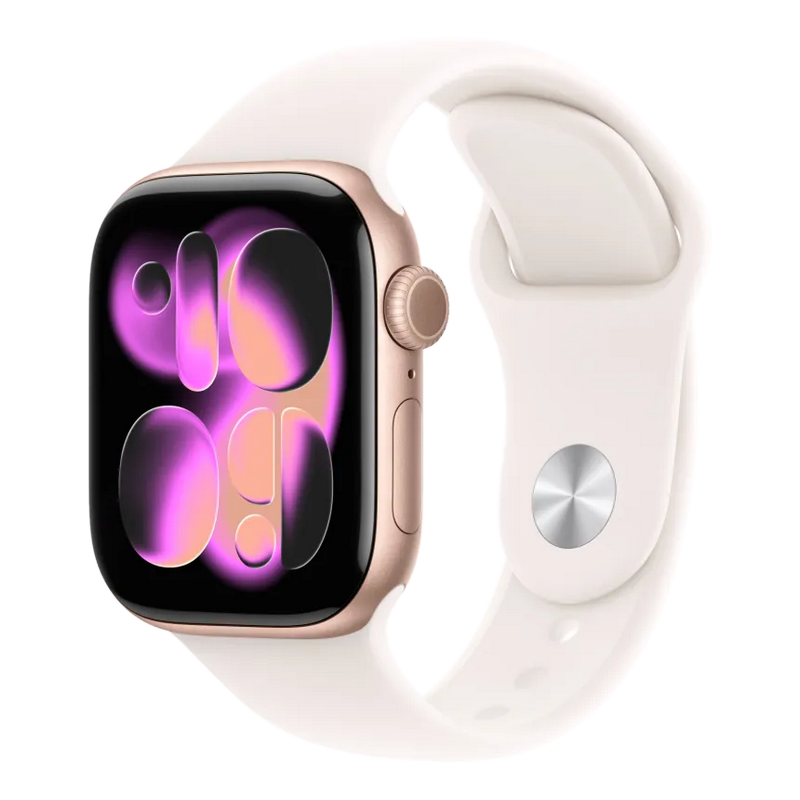 Apple Watch Series 11 GPS, 42mm Rose Gold Aluminium Case with Light Blush Sport Band - S/M, MEU04