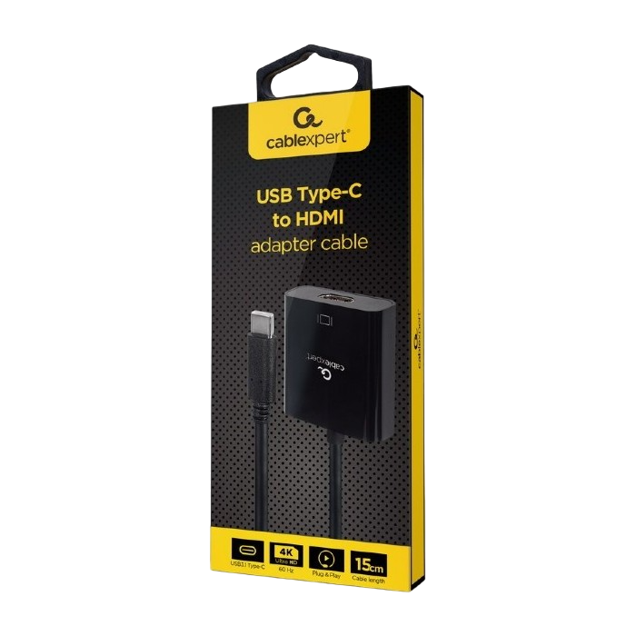 Adapter Type-C to HDMI socket 0.15m Cablexpert, up to 4K at 60 Hz, A-CM-HDMIF-04