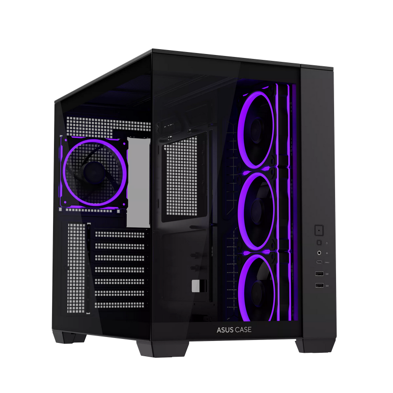 Case ATX Asus A32 PLUS TG ARGB BLACK, 4x120mm ARGB, Front Mesh, Tempered Glass, Headset hook, 2xUSBx3.0, 1xUSB 3.2, 1xType-C, Black