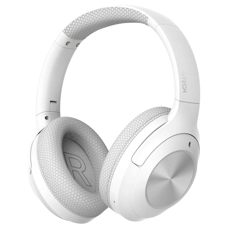Wireless Headset A4tech BH220, 40 mm driver, 32 Ohm, 100db, 204g, 40h, Foldable, ENC Omni-Directional Mic, Fabric Ear Pads, 400 mAh, BT 5.3, White