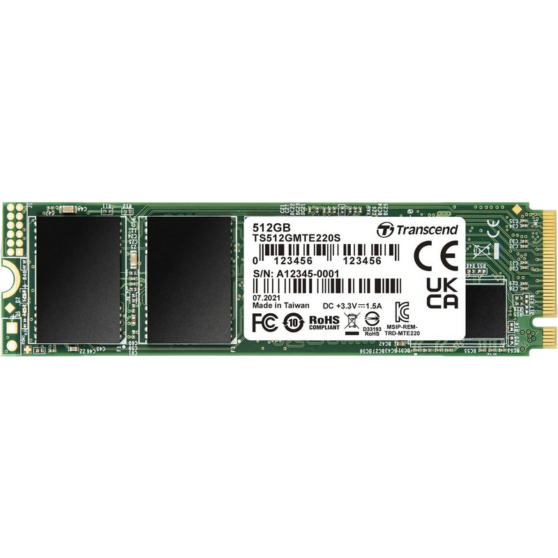 .M.2 NVMe SSD 512GB Transcend 220S [PCIe 3.0 x4, R/W:3500/2100MB/s, 210/310K IOPS, SM2262, 3DTLC]