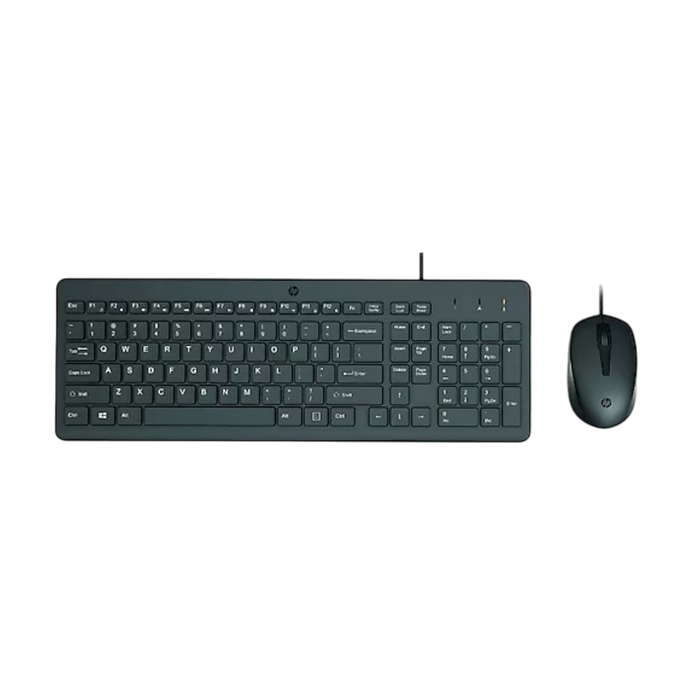 Keyboard & Mouse HP 150, Keyboard Full size; 2.5-zone layout, Mouse 3 buttons, USB, EN/RU, Black