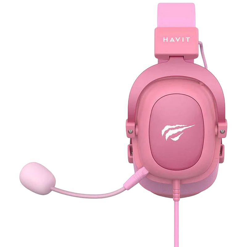 Gaming Headset Havit H2002d, 53mm driver, 20-20kHz, 64 Ohm, 110dB, Detachable Mic, Leather Earmuffs, In-Line Controls, 2.0m, 3.5mm(4pin), Pink