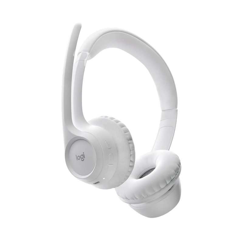 Wireless Headset Logitech Zone 300, 30mm driver, 50-20kHz, 96db, Built-in battery, up to 16h, Dual noise-canceling mics, Bluetooth, White