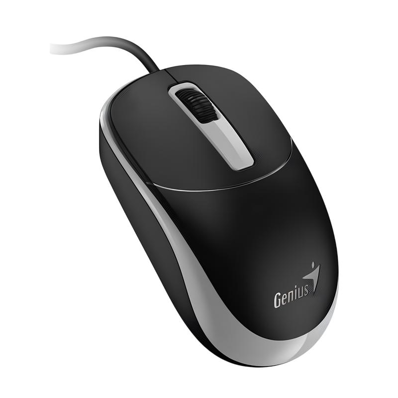 Mouse Genius DX-123, 1200 dpi, 3 buttons, Ambidextrous, 85g, 1.5m, USB, Black Grey