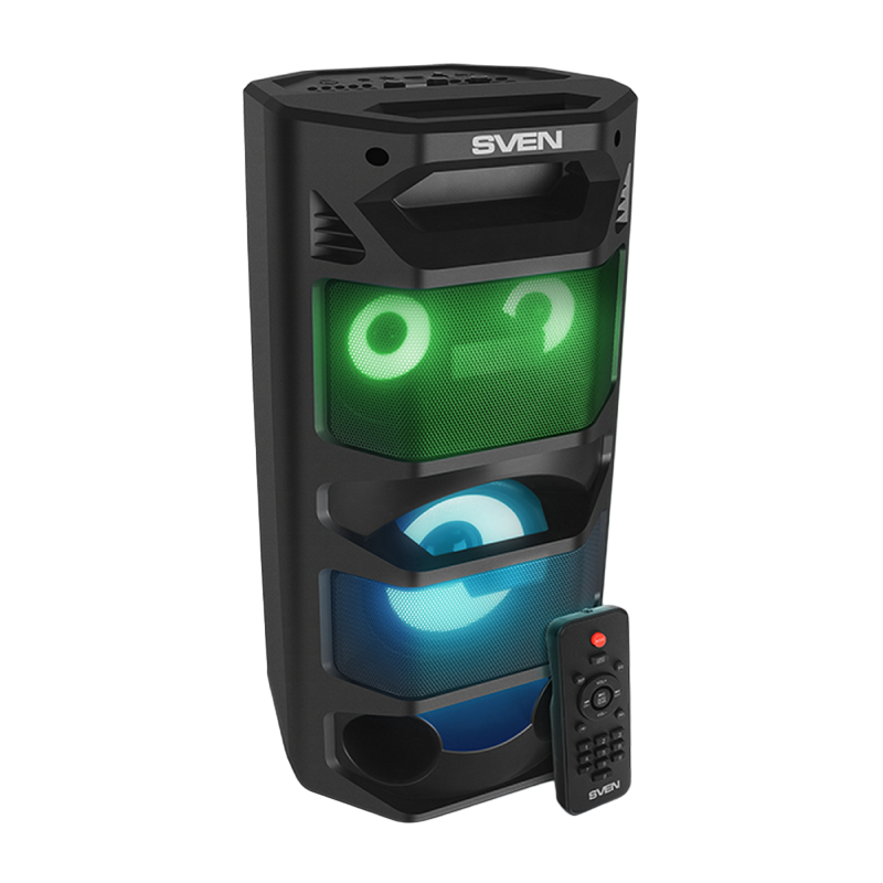 Partybox SVEN "PS-670" 65W, Black, TWS, Bluetooth, FM, USB, microSD, LED-display, RC, 2x4400mA*