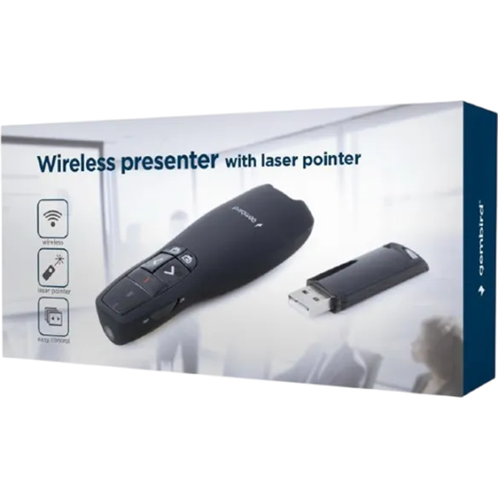 Presenter Gembird WP-L-12, Class 2 Laser, Range: 10m, 2.4 Ghz, 84g, 2xAAA