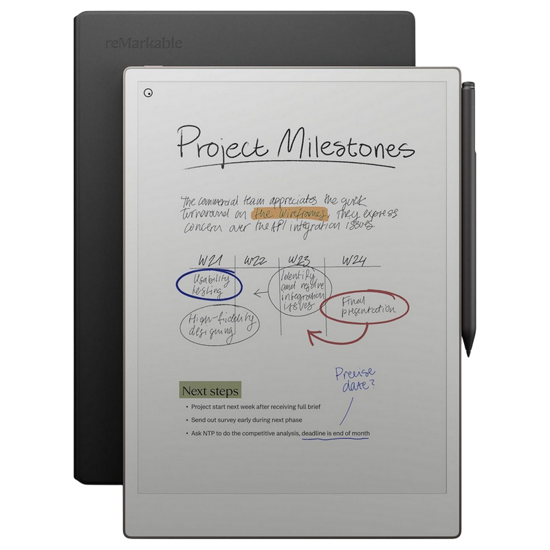 reMarkable Paper Pro 11.8" Bundle 2/64GB with Marker Plus Book Folio Cover, Premium Leather Black