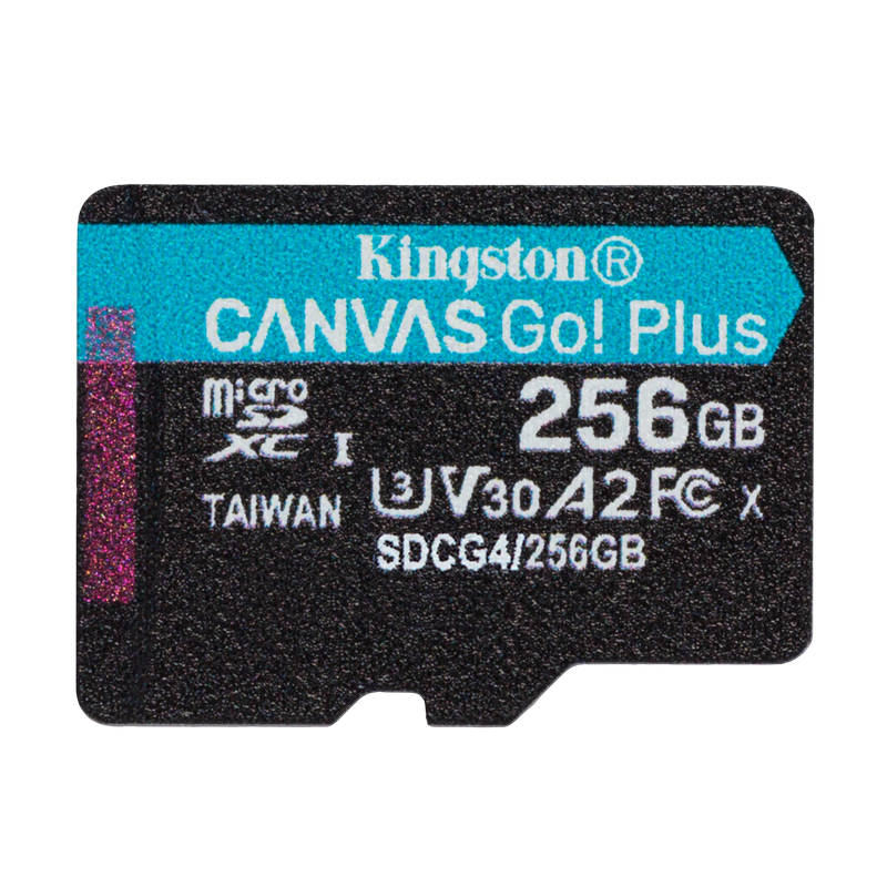 .256GB MicroSD (Class 10) UHS-I (U3) +SD adapter, Kingston Canvas Go! Plus Gen 4 "SDCG4/256GB" (R/W:200/160MB/s)