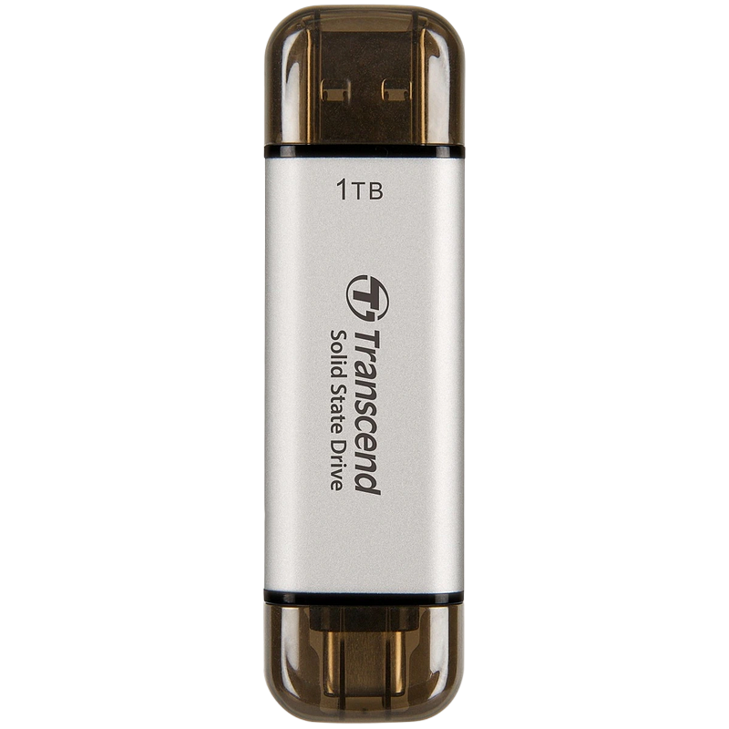 1.0TB Transcend Portable SSD ESD310S Silver, USB-A/C 3.2 (71.3x20x7.8 mm, 11g, R/W:1050/950 MB/s)